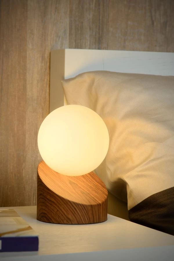 Lucide LEN - Lampe de table - Ø 10 cm - 1xG9 - Bois - ambiance 1